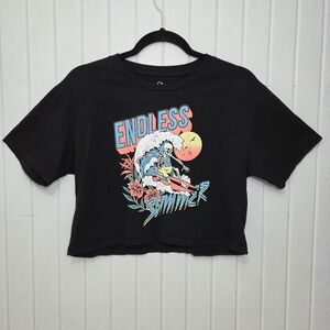 Organic Generation Black Graphic Short Sleeve Crop‎ Tee Endless Summer Skeleton